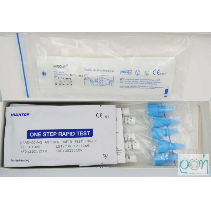 Hightop SARS-Cov-2 Antigen Rapid Test (Σετ 5 τεμαχ). Διαγνωστικό Τεστ Ταχείας Ανίχνευσης Αντιγόνων με Ρινικό Δείγμα