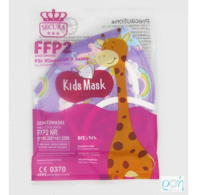 Secura Μάσκα Προστασίας FFP2 NR για Παιδιά σε Μωβ χρώμα Unicorn
