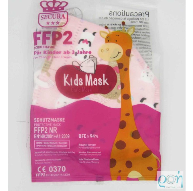 Secura Μάσκα Προστασίας FFP2 NR για Παιδιά σε Ροζ χρώμα Mini Panda